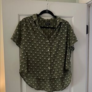 Madewell Green Floral Button-Up Shirt